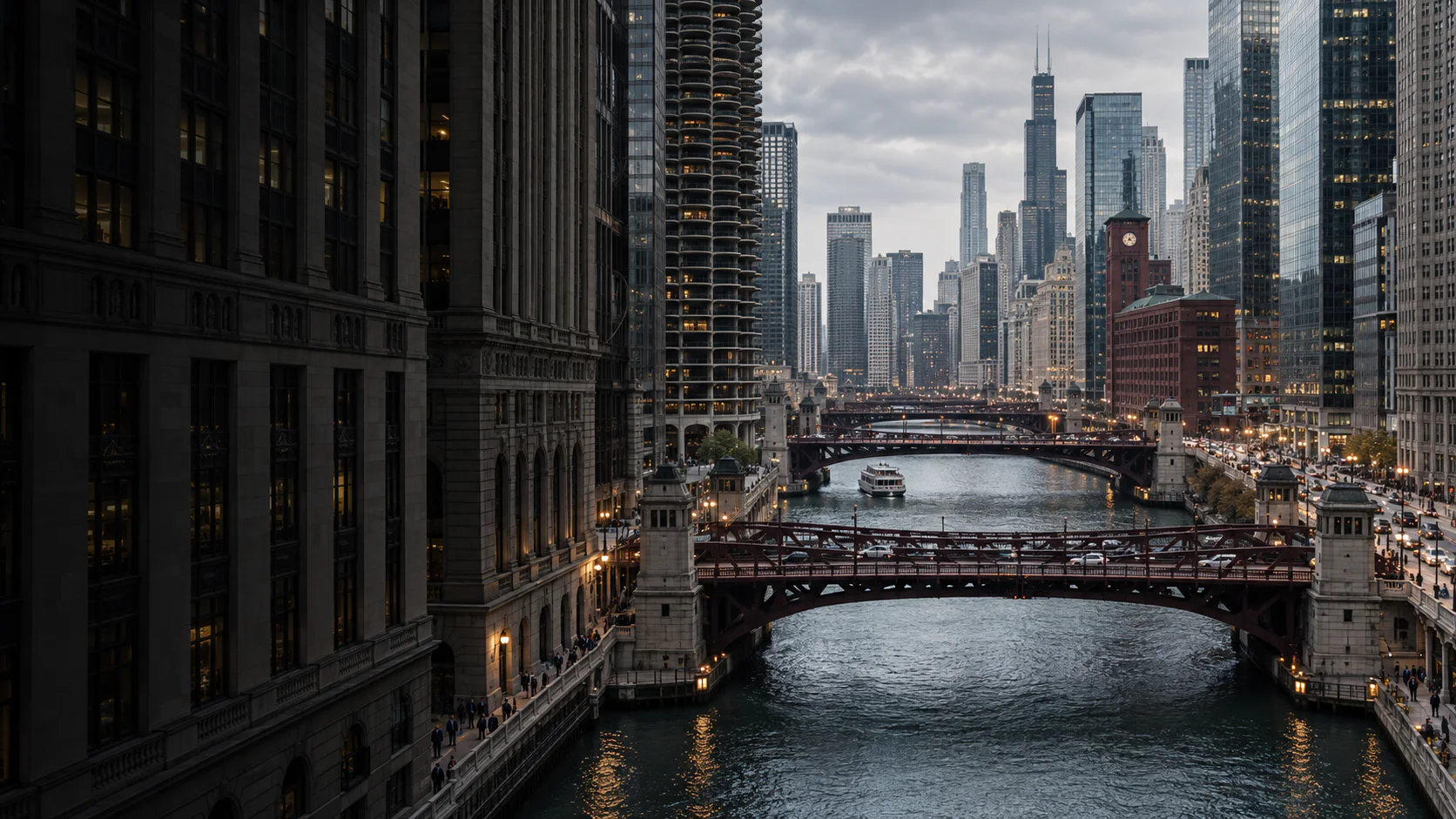 Chicago skyline and business districts